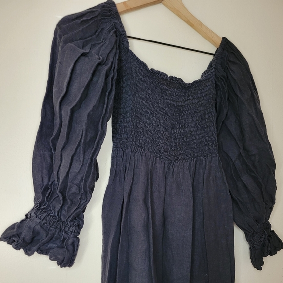 Sleeper 100% linen Atlanta black midi dress, large - Picture 6 of 11